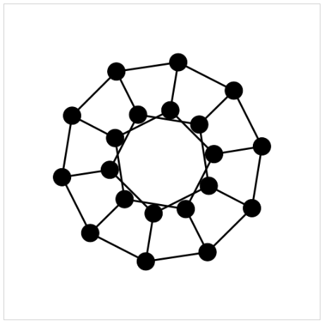 Screenshot of dodecahedron graph with vis.js