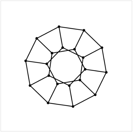 Dodecahedron graph with vis.js